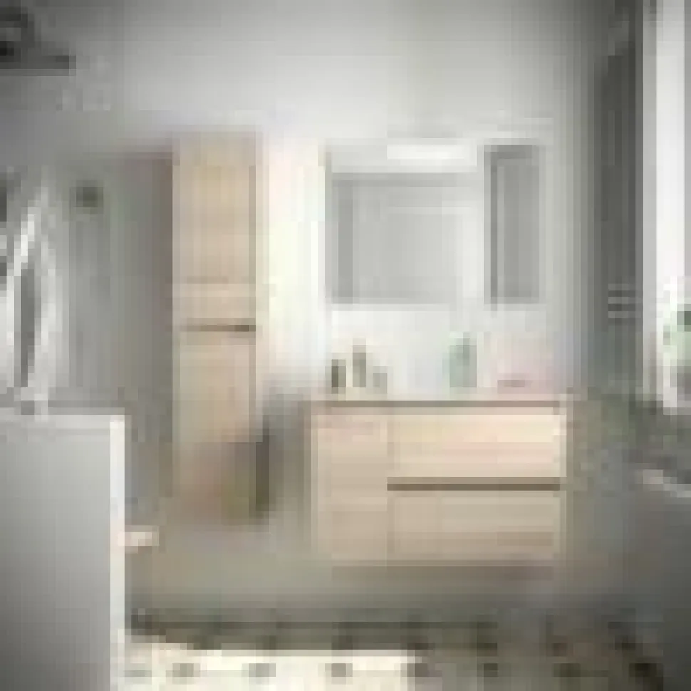 Mueble Suspendido 2 Cajones Y 1 Puerta Con Lavabo 850 Mm Coqueta Izquierda – Noja – Salgar
