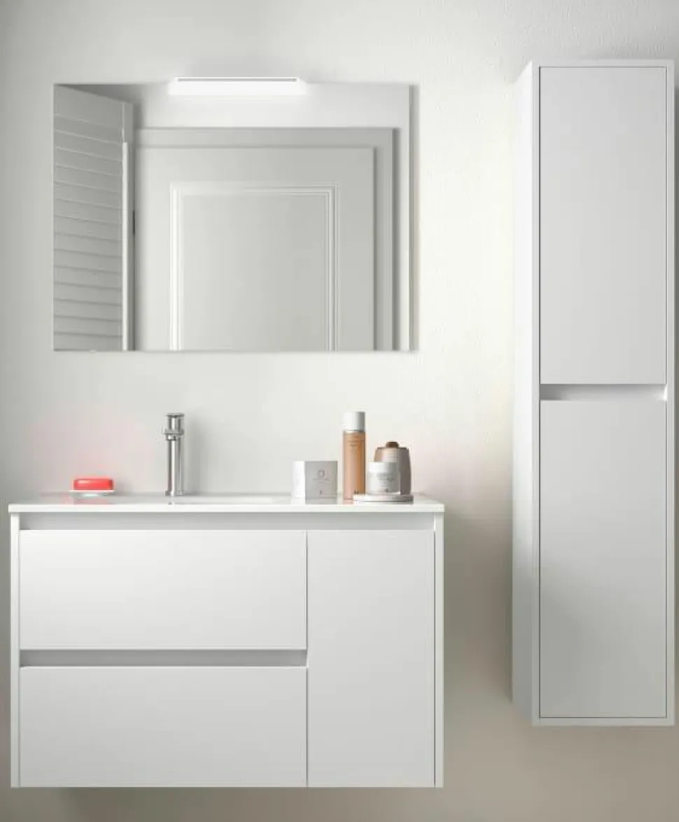 Mueble Suspendido 2 Cajones Y 1 Puerta Con Lavabo 855mm Coqueta Derecha – Noja – Salgar