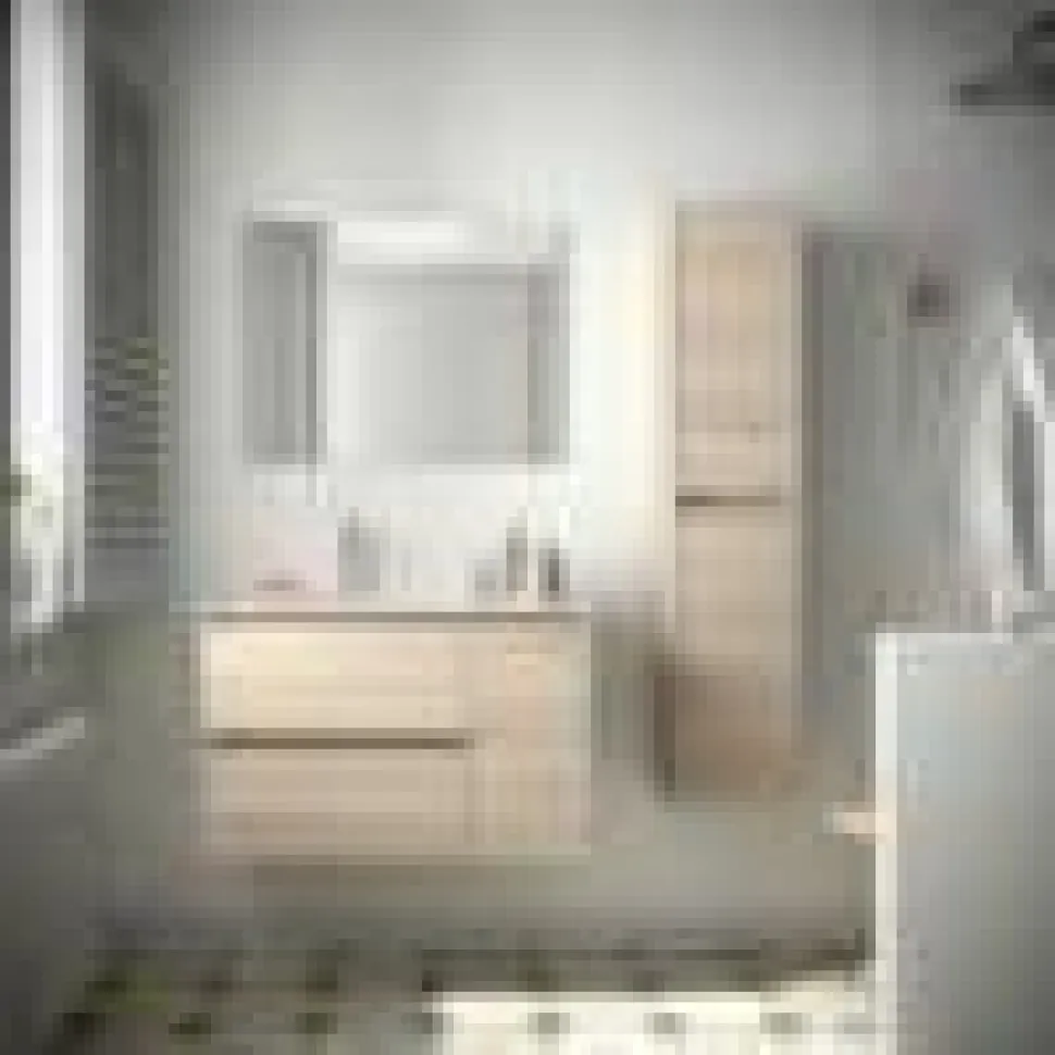Mueble Suspendido 2 Cajones Y 1 Puerta Con Lavabo 855mm Coqueta Derecha – Noja – Salgar
