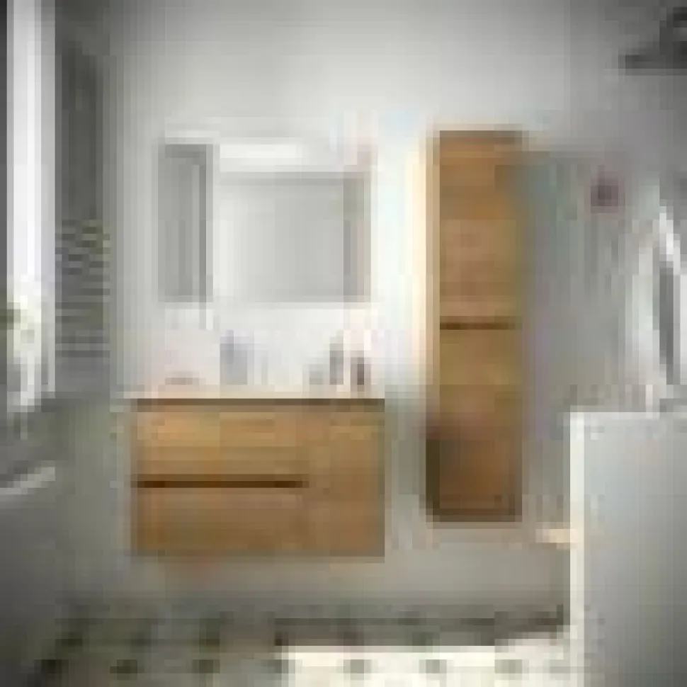 Mueble Suspendido 2 Cajones Y 1 Puerta Con Lavabo 855mm Coqueta Derecha – Noja – Salgar