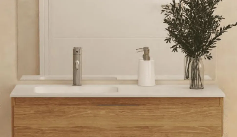 Mueble Suspendido Con Dos Cajones + Encimera SolidCoat Surface Diva – Serie Life – Baños10