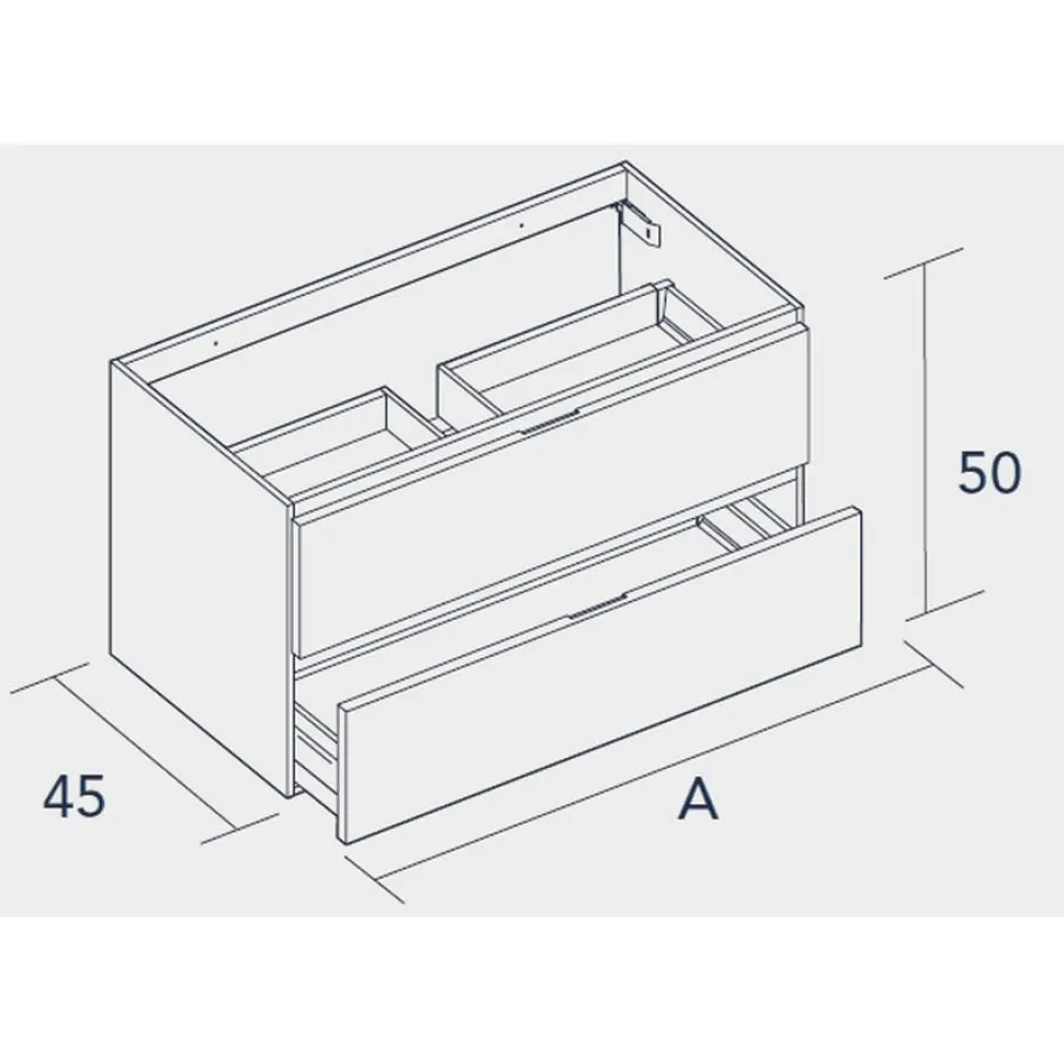 Mueble Suspendido Con Dos Cajones + Encimera SolidCoat Surface Diva – Serie Life – Baños10