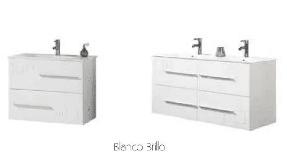 Mueble Suspendido Dos Cajones Y Lavabo Cerámico Blanco Brillo – Claudia/Tania – Muebles Jumar