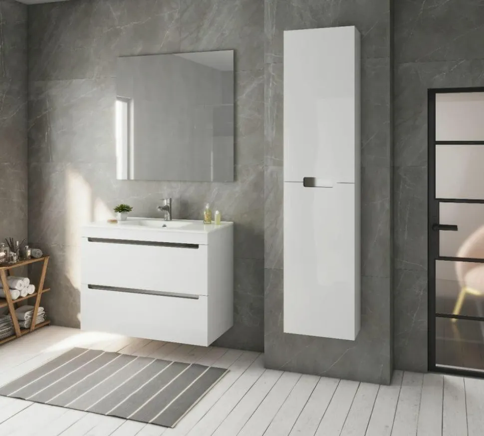 Mueble Suspendido Dos Cajones Y Lavabo Cerámico Extrafino – Loa – Torvisco