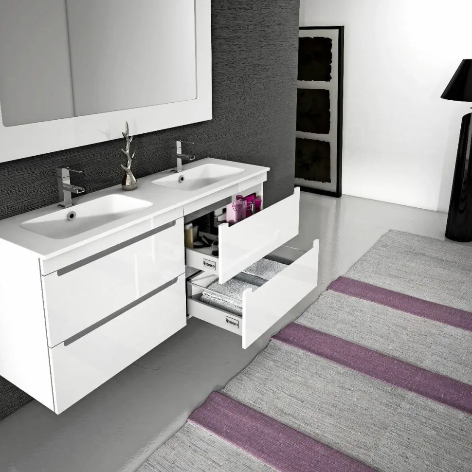Mueble Suspendido Dos Cajones Y Lavabo Cerámico Extrafino – Loa – Torvisco
