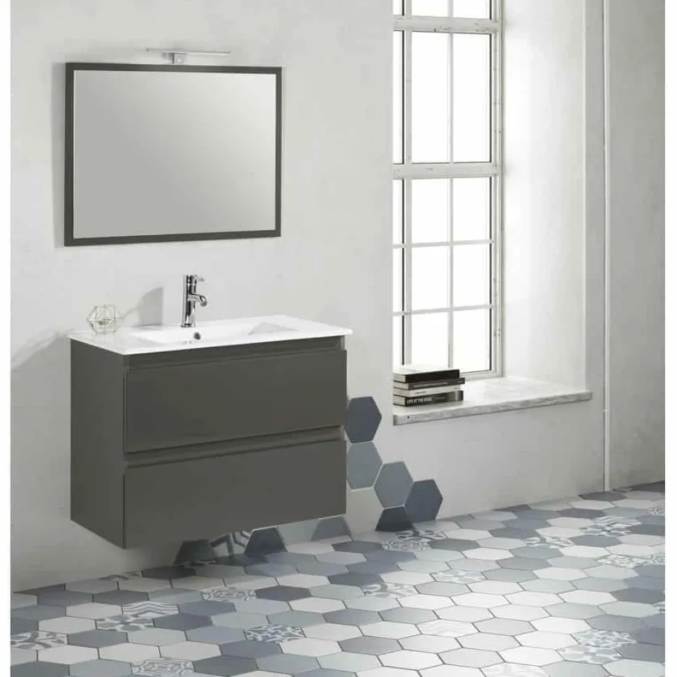 Mueble Suspendido Dos Cajones Y Lavabo Ceramico De Baño – Metrópolis – Jumar