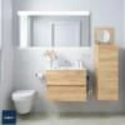 Mueble Suspendido Dos Cajones Con Fondo Reducido Y Lavabo De Porcelana – Fussion Line – Salgar
