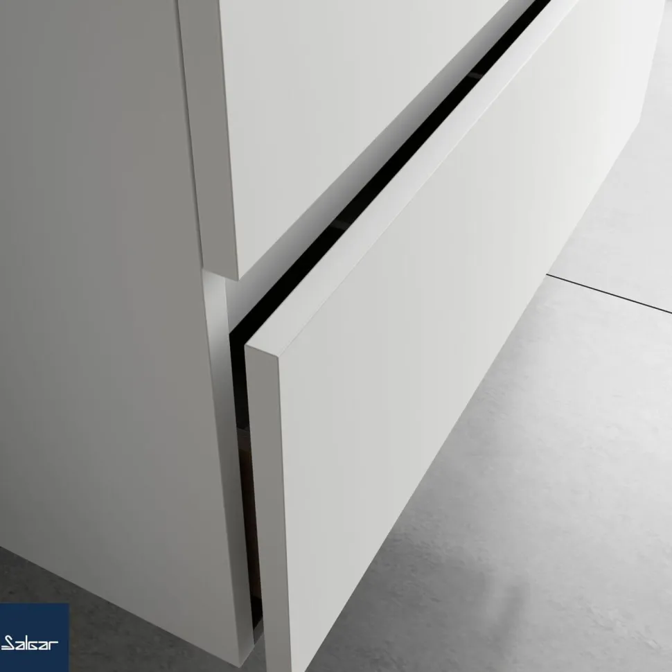 Mueble Suspendido Dos Cajones Con Fondo Reducido Y Lavabo De Porcelana – Fussion Line – Salgar