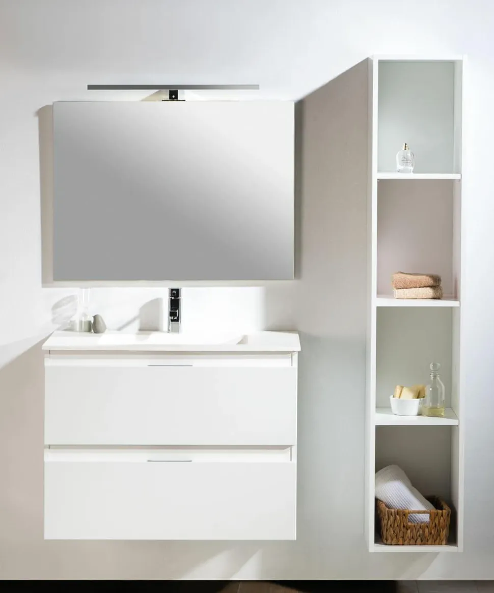 Mueble Suspendido Dos Cajones Y Lavabo Cerámico Blanco Mate – Julieta – Muebles Jumar