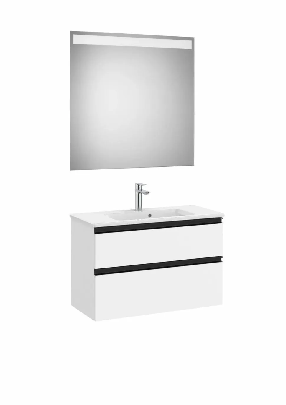 Pack (mueble Base Compacto Con Fondo De 38 Cm De Dos Cajones, Lavabo Y Espejo LED) – THE GAP – Roca