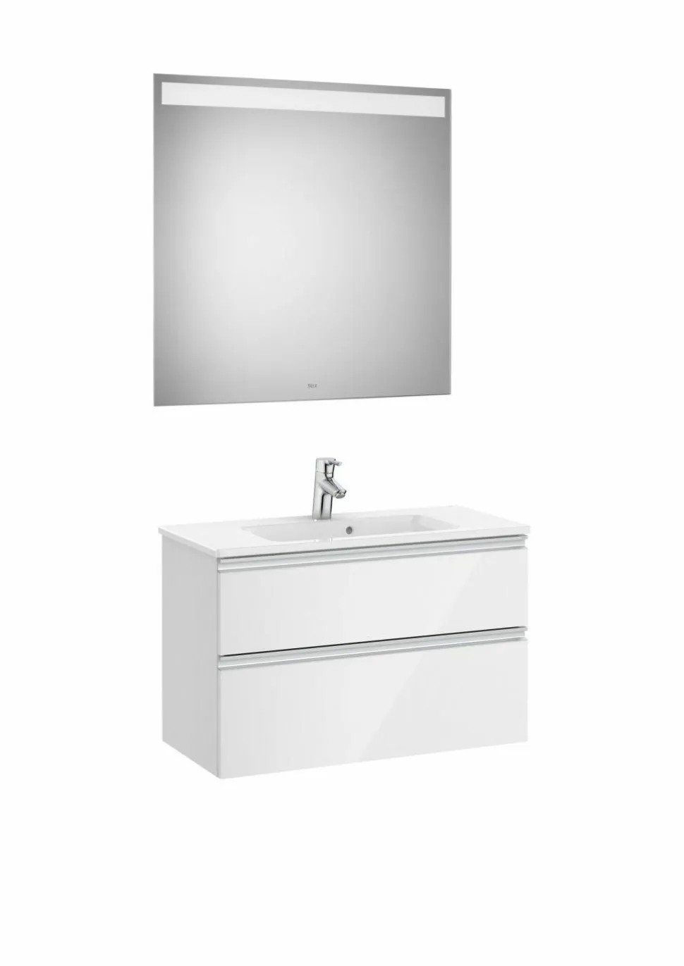 Pack (mueble Base Compacto Con Fondo De 38 Cm De Dos Cajones, Lavabo Y Espejo LED) – THE GAP – Roca