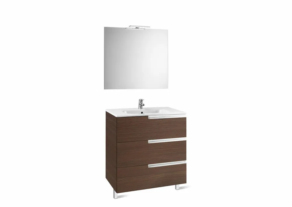 Pack Mueble 3 Cajones + Lavabo + Espejo Y Aplique LED – Victoria-N – Roca – Victoria