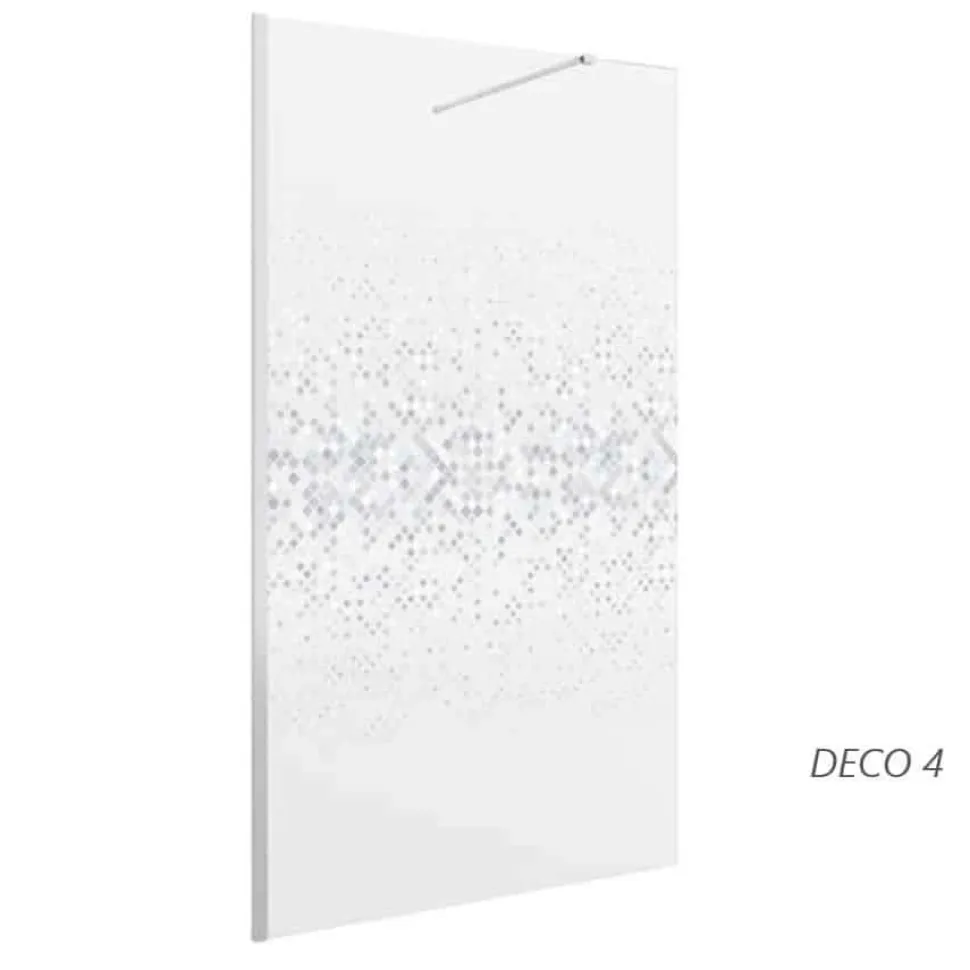 Panel Fijo Con Perfileria Cromo Brillo Y Vidrio Acabado Fumé De 8 Mm Decorado A Elegir – Heaven – Salgar