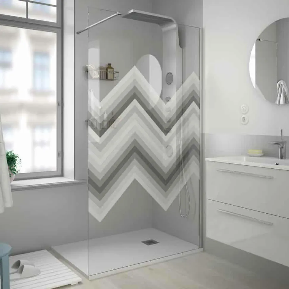 Panel Fijo Con Perfileria Cromo Brillo Y Vidrio De 8 Mm Decorado A Elegir – Heaven – Salgar
