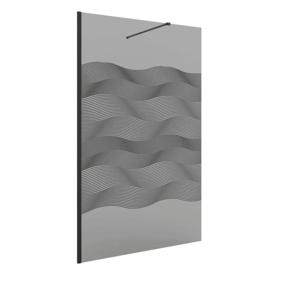 Panel Fijo Con Perfileria Negra Y Vidrio Fumé De 8 Mm Decorado Frame – Serie Heaven Black- Salgar