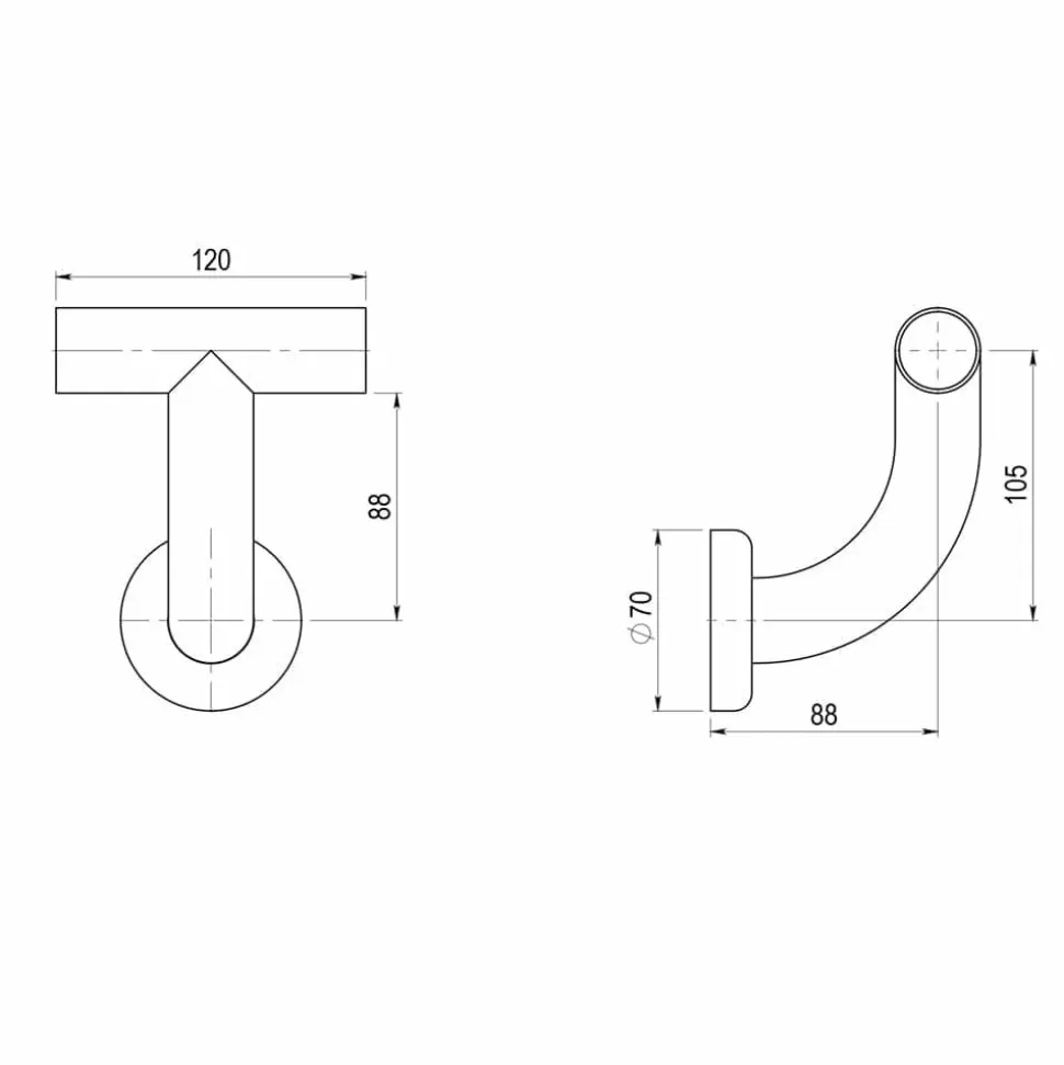 Pasamanos Basic Terminación Curva – PrestoEquip – 94102