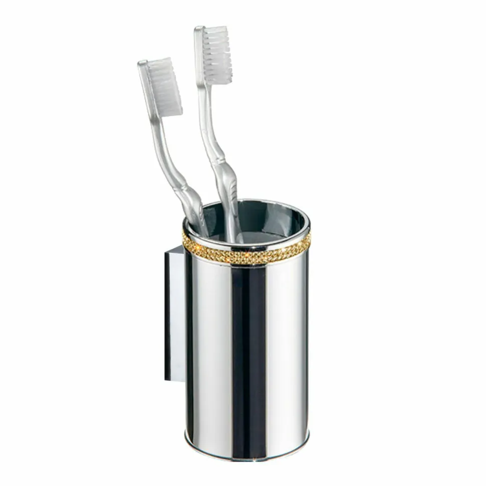 Portacepillos Pared – Cromo/Oro Modelo Carmen – 6646003 – Manillons Torrent