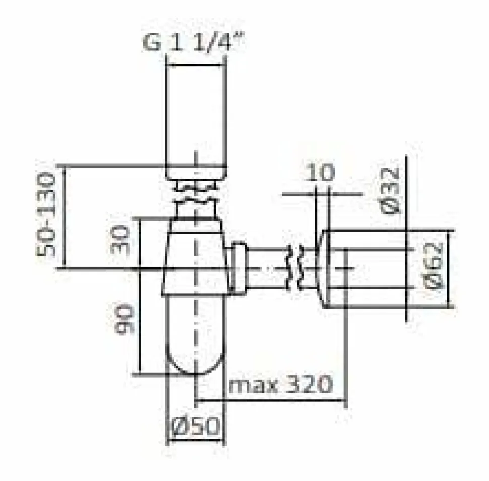 Sifón Estándar Para Lavabo 1″ 1/4 Estilo Hidro Colección VALVULERÍA 00030001 – GRB Mixers