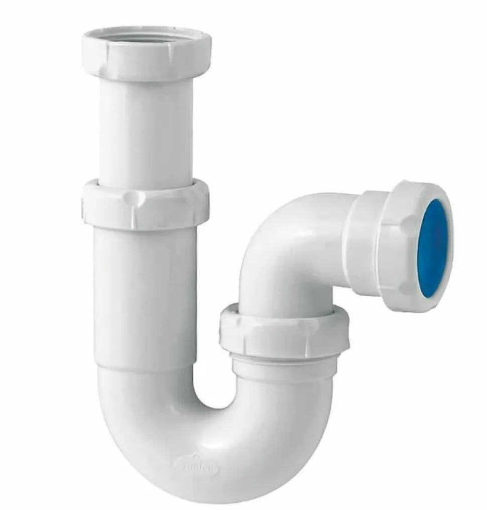 Sifón P Horizontal Lavabo/bidet 1¼/1½/1¼x1½ Blanco Ø40mm – S-31 – Jimten