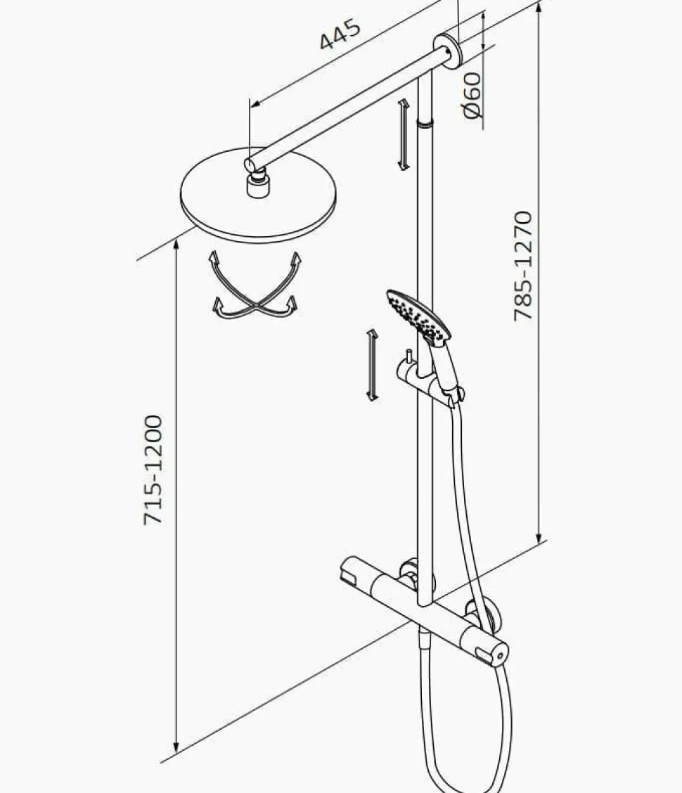 Termostática De Ducha Con Columna GRB E-Dry Estilo Eco Colección ECO PRIME 40435400TL – GRB Mixers