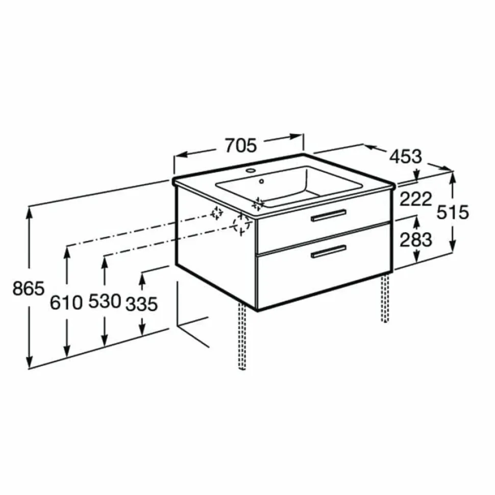 UNIK – Conjunto De Mueble Base Con Dos Cajones Y Lavabo De Porcelana – Victoria – Roca