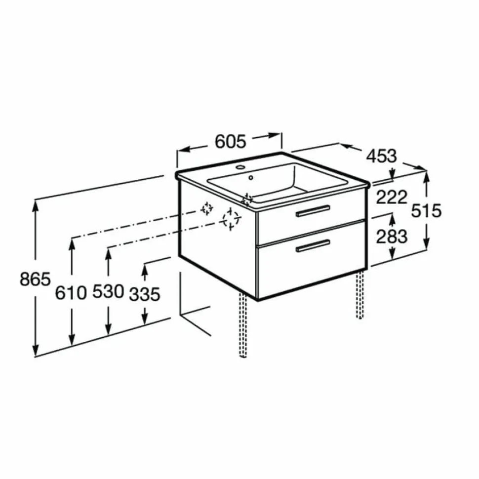 UNIK – Conjunto De Mueble Base Con Dos Cajones Y Lavabo De Porcelana – Victoria – Roca