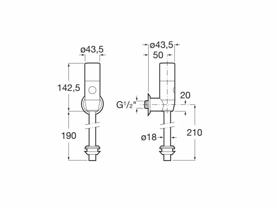 V – Fluxor Electrónico Visto Para Urinario. Alimentación Con Una Pila Alcalina De 9V – Sentronic – Roca – A5A9A79C00