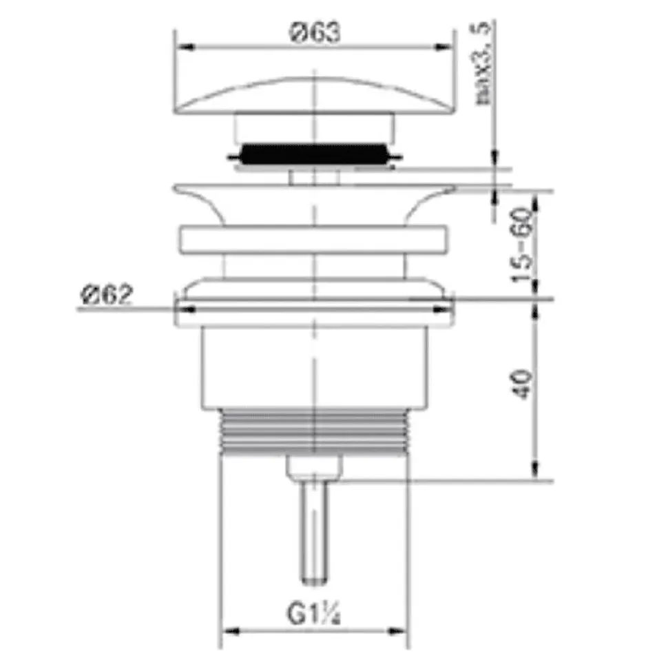 Válvula Clic Clac Negra Universal Tapón Grande – Oxen – 175154